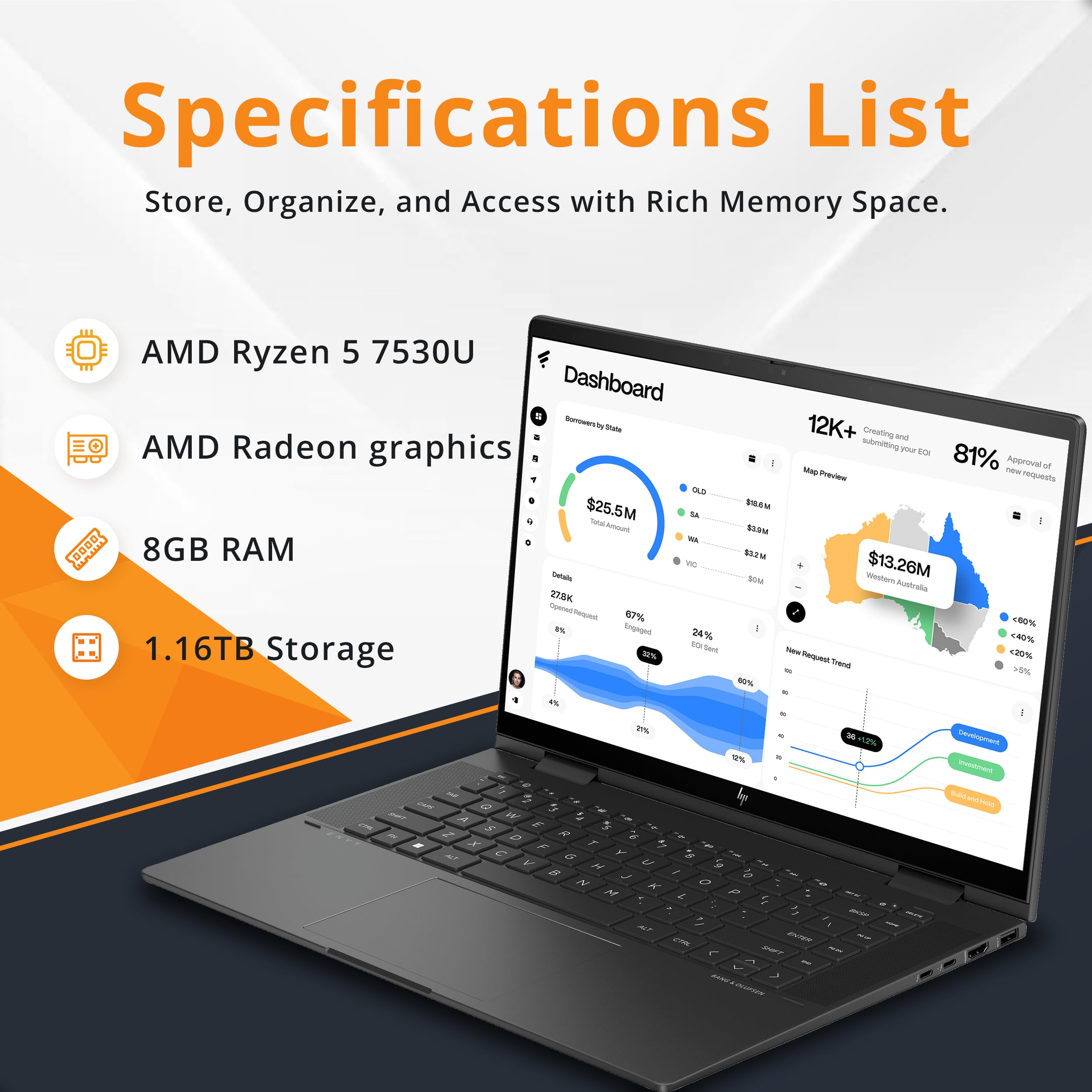 HP Envy x360 2-in-1 Laptop with Powerful AMD Ryzen 5 Processor